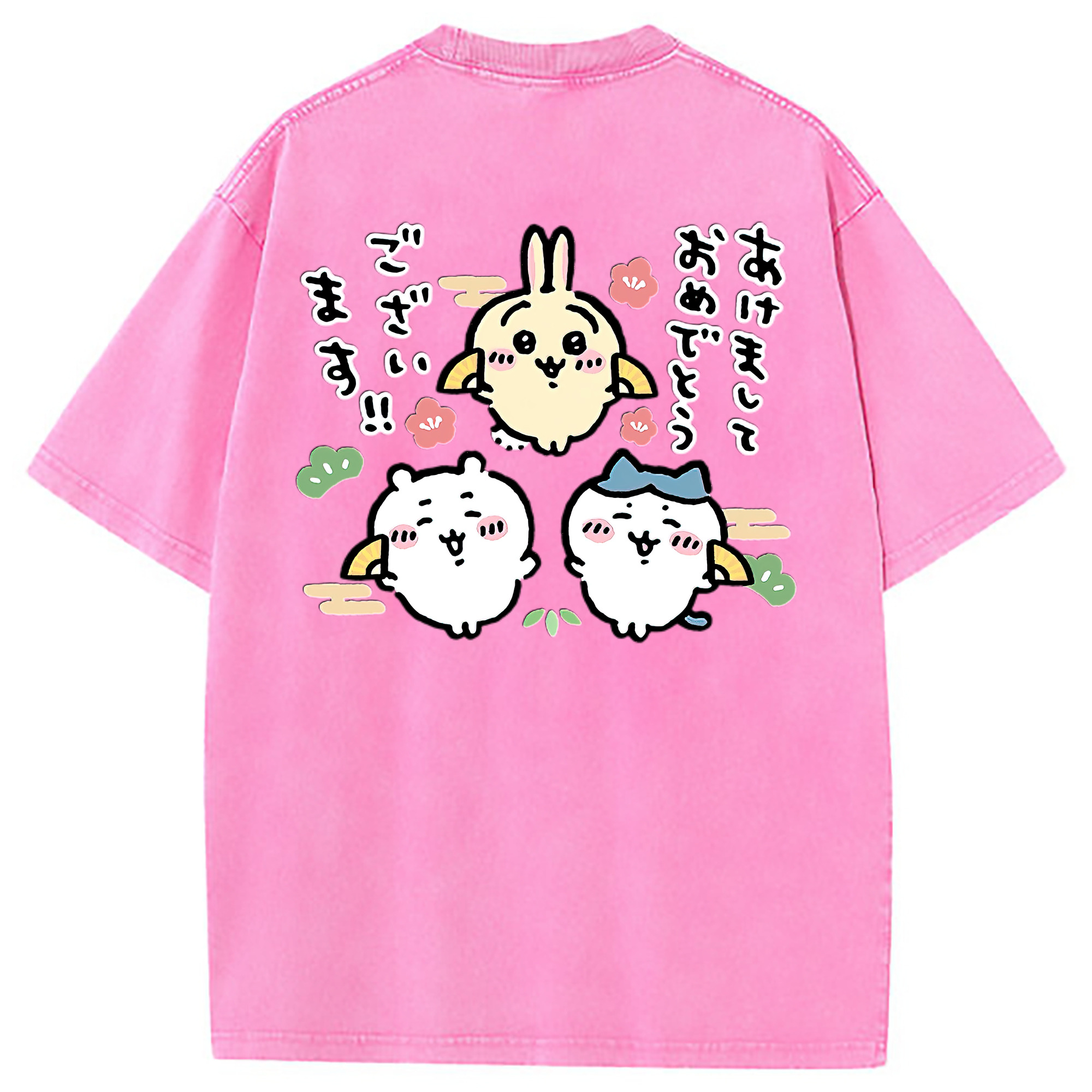 （画像用） ちいかわ ちいかわ Chii-kawa chiikawa 綿100% ヴィンテージ風 半袖Tシャツ（背面プリント）